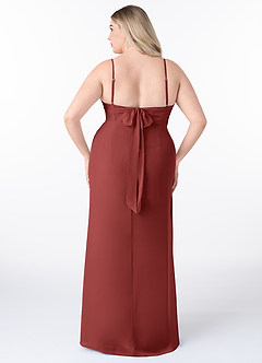 Azazie Mai Abiti da Damigella Abito Tubino in Chiffon Plissettato Terracotta image8
