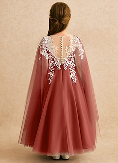 Azazie Dandelion Flower Girl Dresses Terracotta Ball-Gown Lace Dress image2