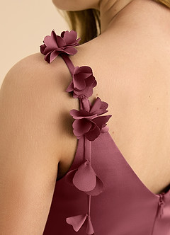 Azazie Gumdrop Junior imperium Plisseret Stræk satin Gulv-længde Junior brudepige Kjole image8