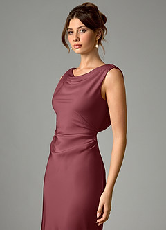 Azazie Kieryn Bridesmaid Dresses Desert Rose Mermaid Pleated Stretch Satin Dress image4