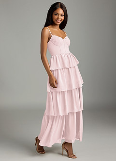 Azazie Kaiden Robes de demoiselle d'honneur Robe Trapèze en Mousseline de soie Encolure en Forme de Cœur Rose Pâle image3
