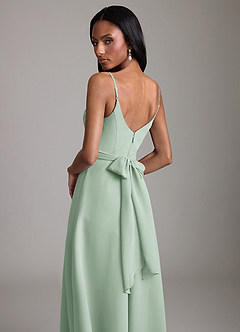 Azazie Kali Bridesmaid Dresses Agave A-Line Pleated Chiffon Dress image2