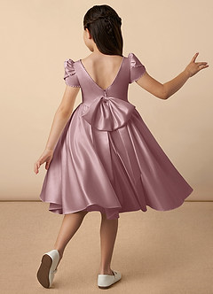 Azazie Juno Flower Girl Dresses Dusty Rose A-Line Sweetheart Neckline Matte Satin Dress image4