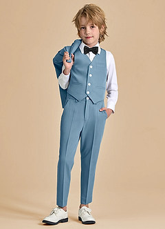 front Oliver Jasny Niebieski Chłopięcy 5-częściowy garnitur z muszką