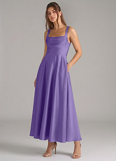 Azazie Shaude Bridesmaid Dresses Tahiti A-Line Pleated Stretch Satin Dress image5