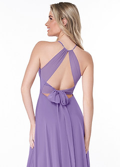 Azazie Evalleen Robes de demoiselle d'honneur Robe Trapèze en Mousseline de soie Plissée Tahiti image3