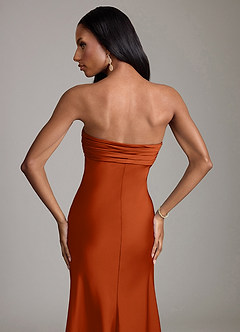 Azazie Saylor Brudtärnklänningar Klä av Sjöjungfru i Stretch Satin Axelbandslös Bränd Apelsin image6