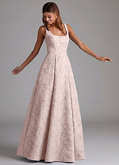 Azazie Amalie Bridesmaid Dresses Blushing Pink A-Line Pleated Floral Burnout Dress image4