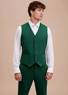 front Ethan Emerald Refined Weave Suit Vest