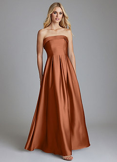 Azazie Lucienne Bridesmaid Dresses Copper A-Line Strapless Stretch Satin Convertible Dress image1