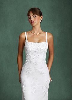 Azazie Harlow Wedding Dresses Diamond White Mermaid Lace Dress image2
