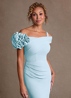 Azazie Gwynne vestidos de madre de la novia Vestido de Azul Cielo de Crepé elástico de Corte Sirena con Vestidos sin tirantes image5