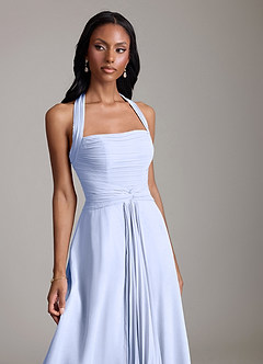 Azazie Clarisa Bridesmaid Dresses Ice A-Line Pleated Chiffon Dress image3