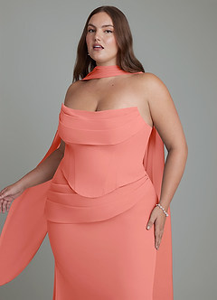 Azazie Sorrel Bridesmaid Dresses Salmon Pink Mermaid Corset Chiffon Dress image11