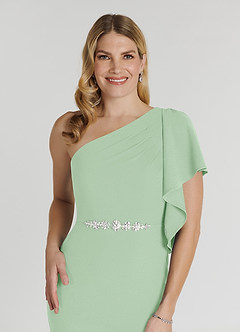 Azazie Pia Mère de la mariée Robes Robe Sirène en Crêpe Élastique Plissée Vert Sauge image5