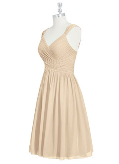 Azazie Angie Bridesmaid Dresses Champagne A-Line Corset Chiffon Dress image9