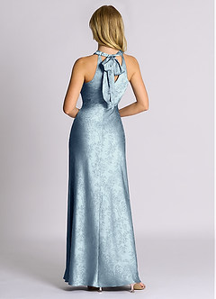 Azazie Doretta 신부 들러리 드레스 쉬스 주름진 자카드 바닥 길이 드레스 image3