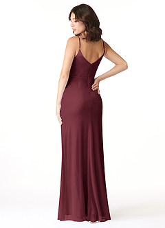 Azazie Deandra Bridesmaid Dresses Cabernet Mermaid Pleated Mesh Dress image4