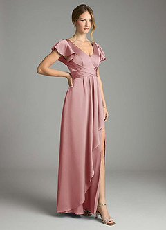 Azazie Omari Bridesmaid Dresses Dusty Rose A-Line Stretch Satin Dress image5