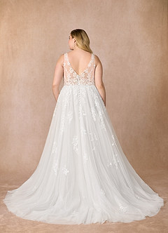 Azazie Joie Abiti da Sposa Abito A-Line in Tulle con Scollo a V e Paillettes Bianco Diamante image10