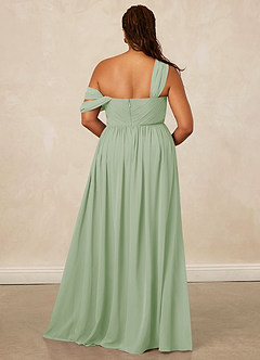 Christian Siriano Bridal for Azazie 1014 Robes de demoiselle d'honneur Robe Trapèze en Mousseline de soie Épaule décolletée Vert Sauge image9