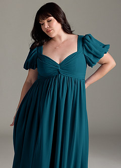 Azazie Madisynn Maternity Bridesmaid Dresses Bow Chiffon Floor-Length Dress image9