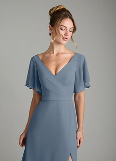 Azazie Ambrosia Bridesmaid Dresses Twilight A-Line Pleated Chiffon Dress image3