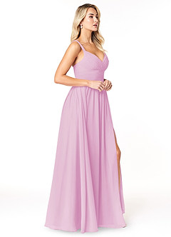 Azazie Chanel Bridesmaid Dresses Candy Pink A-Line Pleated Chiffon Dress image4