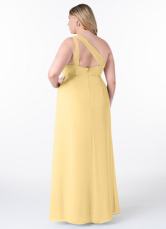 Azazie Maive Robes de demoiselle d'honneur Robe Fourreau en Mousseline de soie Plissé à volants Beurre image8