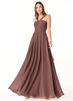 Azazie Dionne Bridesmaid Dresses Espresso A-Line Corset Chiffon Dress image4