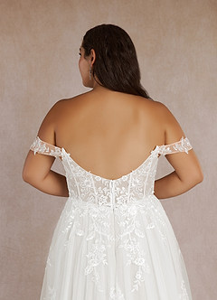 Azazie Wendie Robes de mariée Robe Trapèze en Tulle Paillettes Blanc De Diamant image17