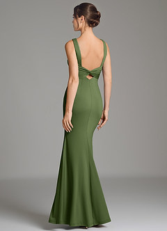Azazie Gwen Bridesmaid Dresses Olive Mermaid Pleated Premium Stretch Jersey Dress image2