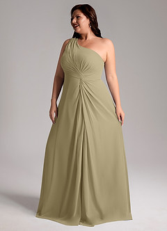 Azazie Brooke Bridesmaid Dresses Moss Green A-Line One Shoulder Chiffon Dress image12
