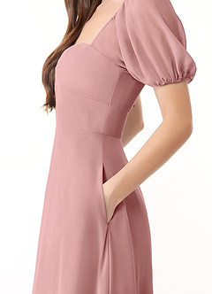 Azazie Baby Final Sale Dusty Blue A-Line Sweetheart Ruched Chiffon Dress image6