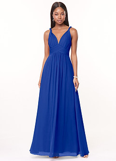 Azazie Maren Brautjungfernkleider A-Linie Plissee Chiffon Kleid Königsblau image1
