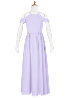 Azazie Seneca Junior Lilac A-Line Off the Shoulder Chiffon Dress image6