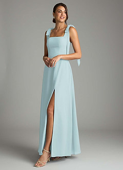 Azazie Debra Bridesmaid Dresses Mist A-Line with Pockets Chiffon Convertible Dress image8