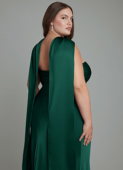 Azazie Saylor Bridesmaid Dresses Emerald Mermaid Strapless Stretch Satin Dress image19