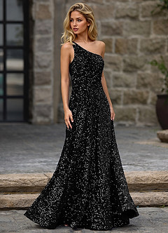 Opulent Black Velvet Sequins Prom Dress image3