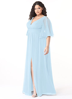Azazie Temeka Bridesmaid Dresses Sky Blue A-Line Ruched Chiffon Dress image9
