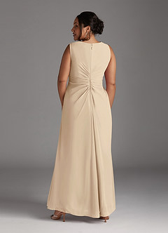 Azazie Manuella Kleider für die Brautmutter A-Linie V-Hals Gefaltet Chiffon Kleid Champagner image14