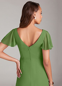 Azazie Soren Bridesmaid Dresses Basil A-Line Ruched Chiffon Dress image7