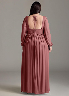 Azazie Norah Bridesmaid Dresses Amethyst A-Line V-Neck Long Sleeve Chiffon Dress image7