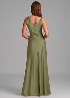 Azazie Nerine Brudtärnklänningar Klä av A-Linje i Stretch Satin Plisserad Pistasch image5