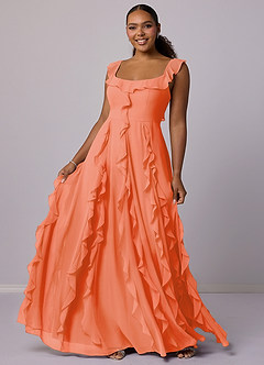 Barbie ♥ Azazie Brautjungfernkleider A-Linie mit Taschen Chiffon Kleid Sonnenuntergang image10