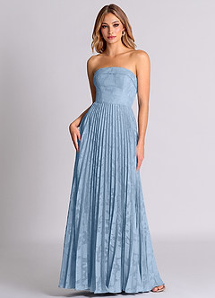 Azazie Mariana Bridesmaid Dresses Powder Blue A-Line Strapless Floral Burnout Convertible Dress image1