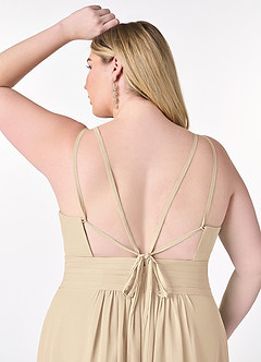 Azazie Farren Bridesmaid Dresses Champagne A-Line Pleated Chiffon Convertible Dress image16