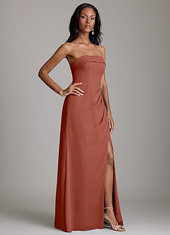 Azazie Aretha Brudepigekjoler En streg Stropløs Chiffon Gulv-længde Kjole image5