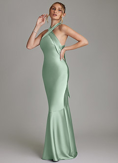 Azazie Reign Bridesmaid Dresses Agave Mermaid Pleated Stretch Satin Dress image6