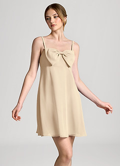 front Minivestido lencero de gasa con lazo